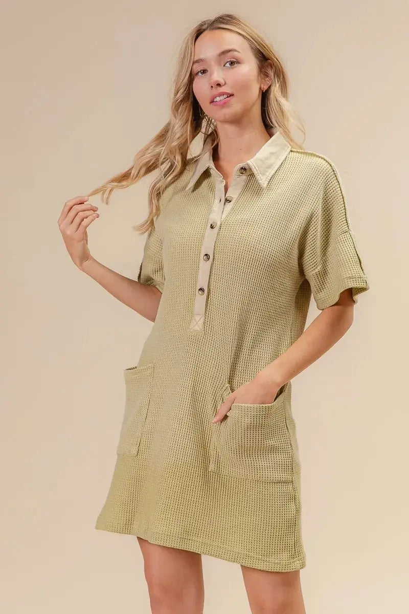 BiBi Dip Dye Mineral Washed Knit Dress for Casual Style - Love Salve